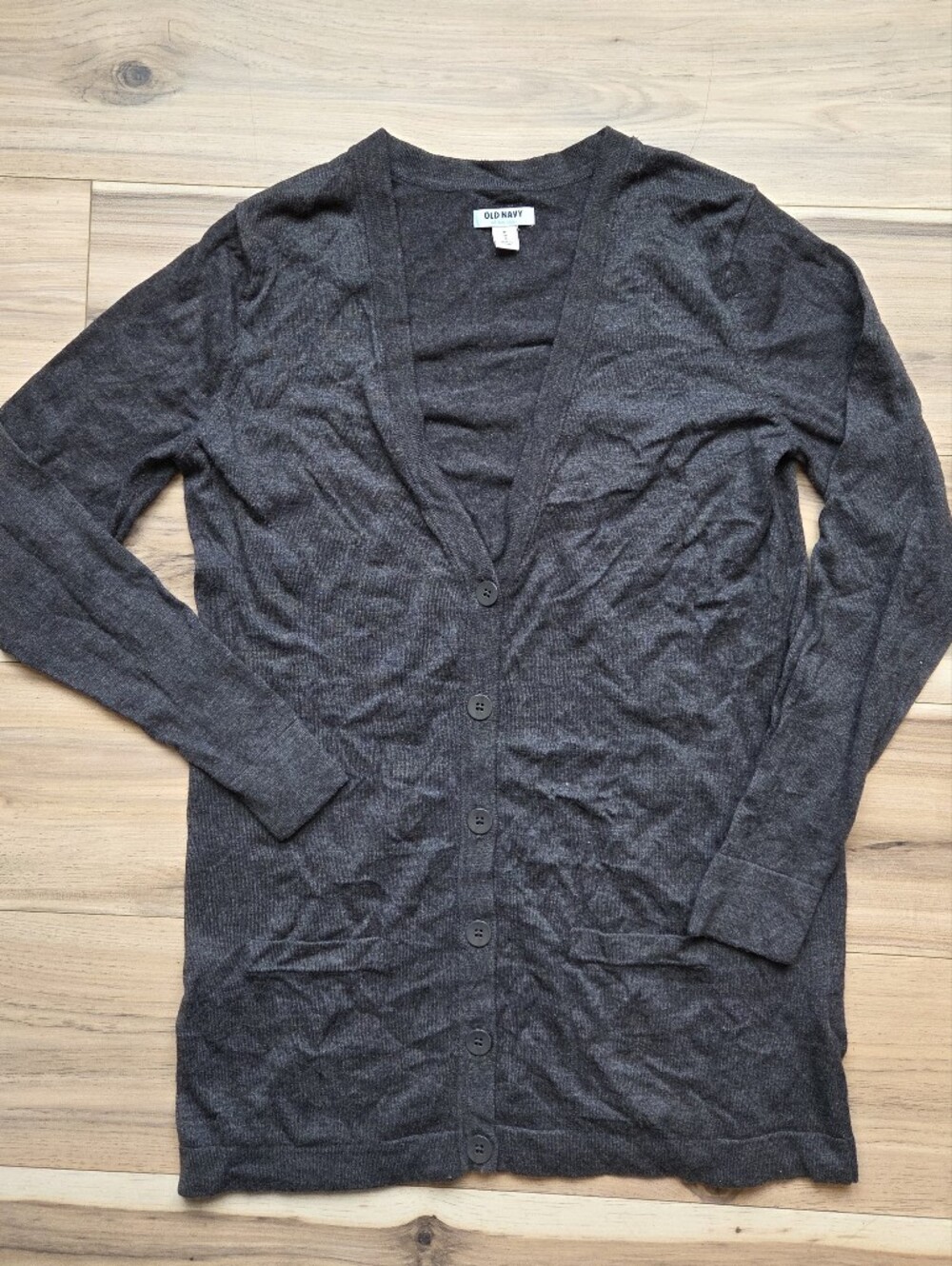 Old Navy Dark Gray V-Neck Button Down Cardigan Sweater Size Medium M